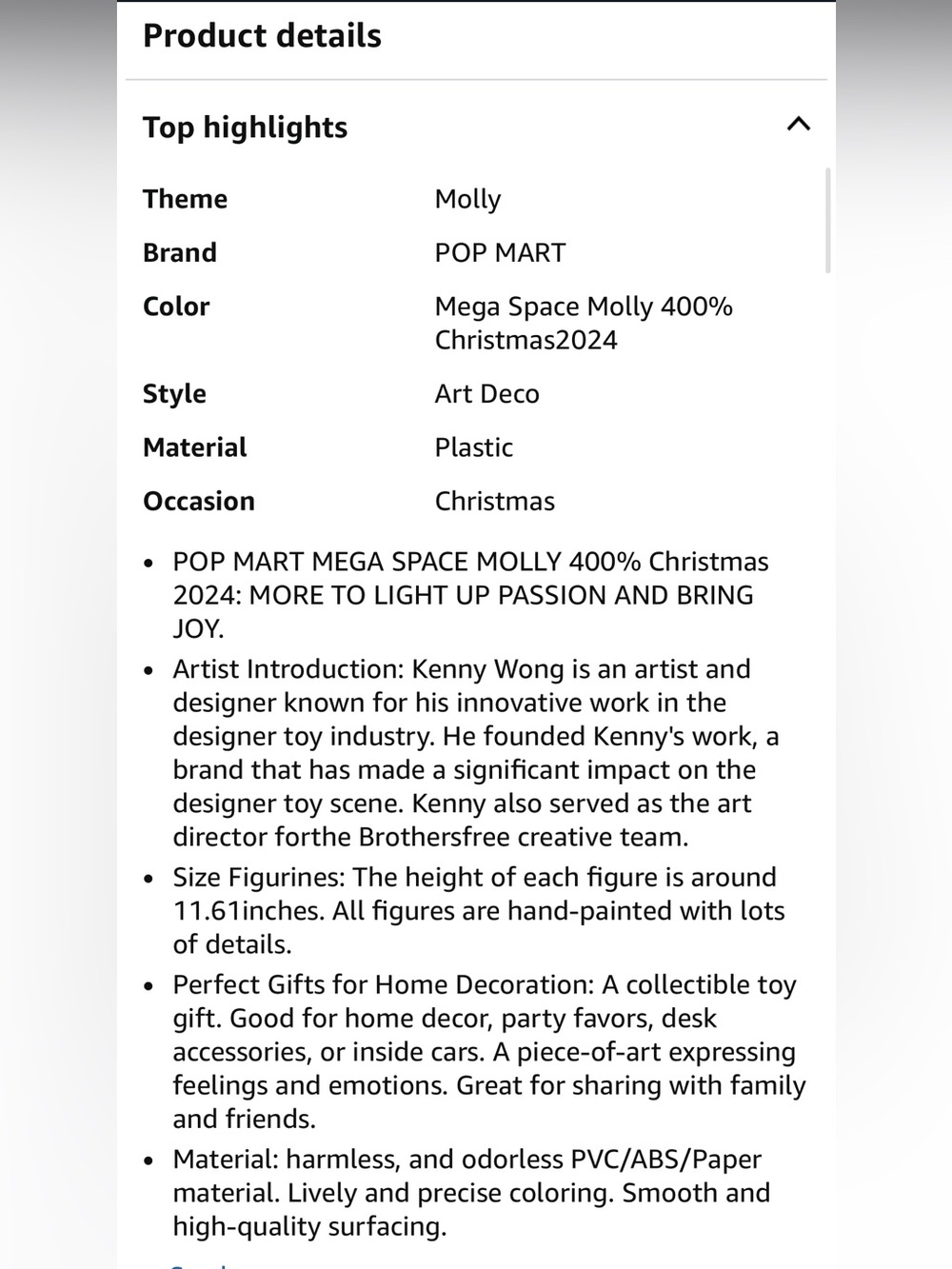 Limited Edition POP MART MEGA Space Molly 400% Christmas Edition 2024 Collectibl - Picture 13 of 14